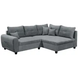 Ecksofa in Mikrovelours Anthrazit