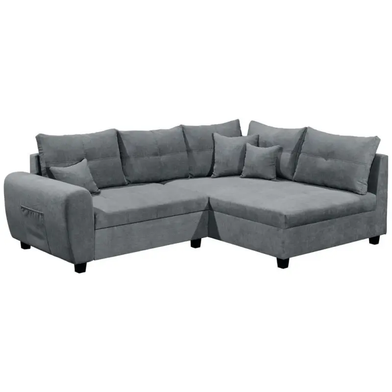Ecksofa in Mikrovelours Anthrazit