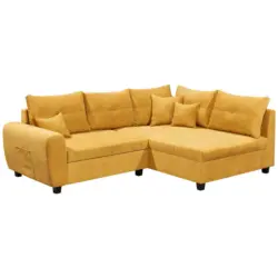 Ecksofa in Mikrovelours Gelb