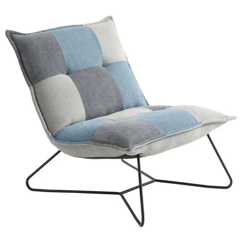 Sessel in Mikrovelours Blau, Schlammfarben, Dunkelgrau