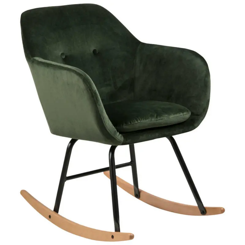 Schaukelstuhl in Samt Dunkelgrün