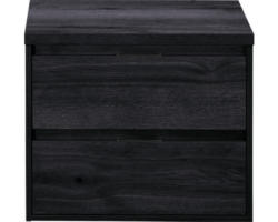 Waschbeckenunterschrank Sanox Porto 59x70x50 cm mit Waschtischplatte black oak