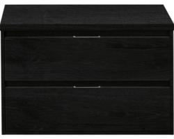 Waschbeckenunterschrank Sanox Porto 59x90x50 cm mit Waschtischplatte black oak