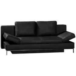 Schlafsofa in Echtleder Schwarz