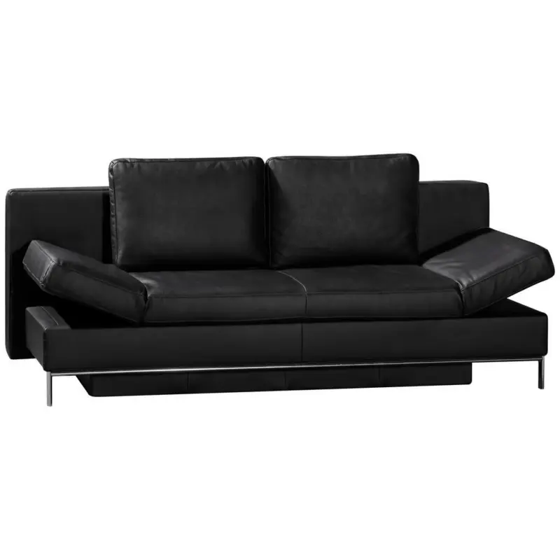 Schlafsofa in Echtleder Schwarz
