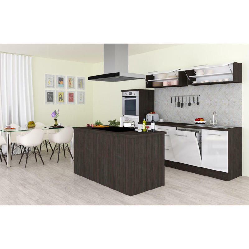 Küchenblock 280/160 cm in Grau, Weiß