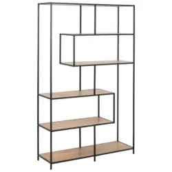 Regal 114/185/35 cm Schwarz, Eichefarben