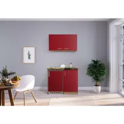 Minik&uuml;che 100 cm in Rot, Sonoma Eiche