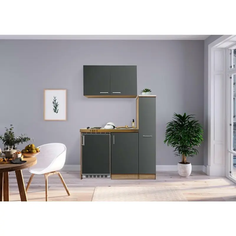 Miniküche 130 cm in Eichefarben