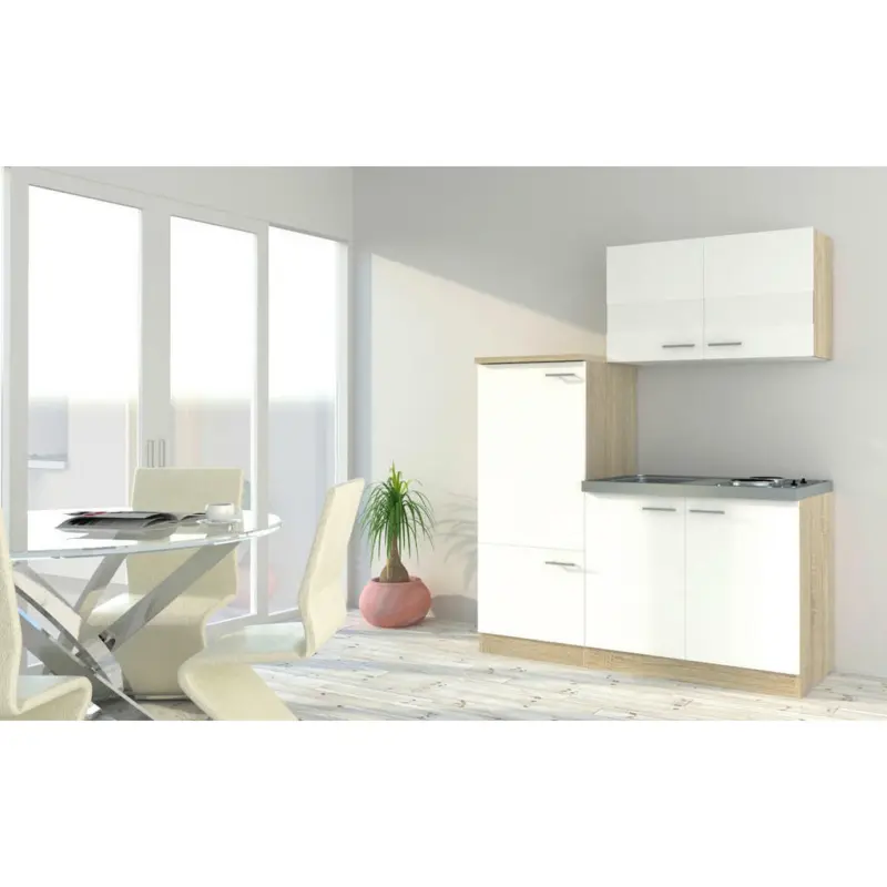 Miniküche 160 cm in Eichefarben