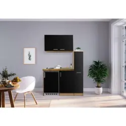 Miniküche 130 cm in Eichefarben