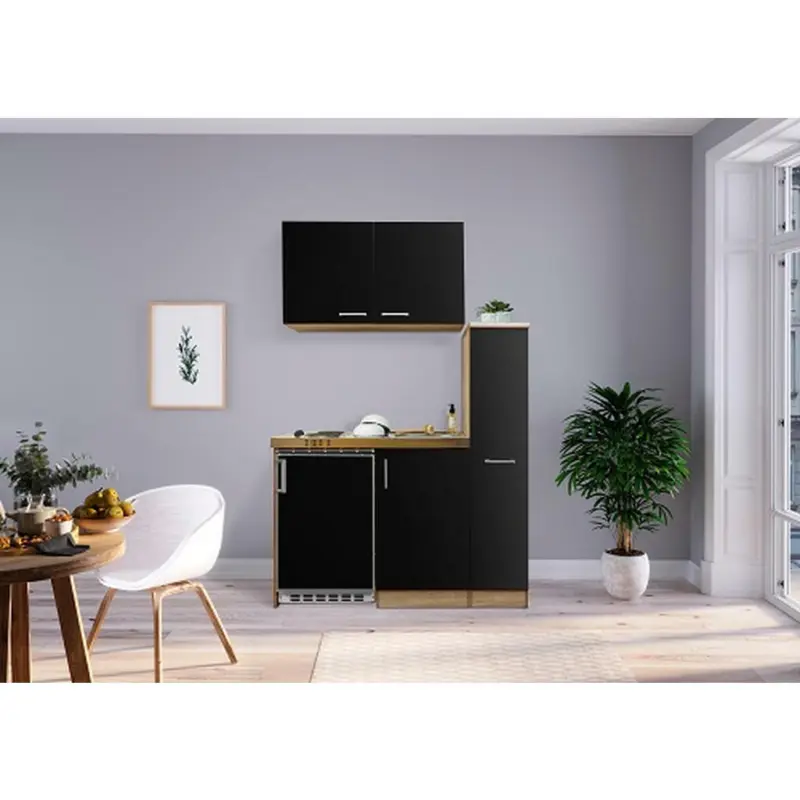 Miniküche 130 cm in Eichefarben