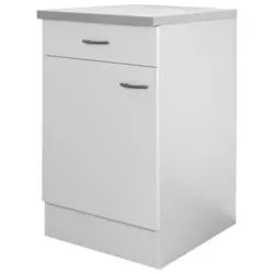 Küchenunterschrank 50/85/60 cm in Weiß, Hellgrau