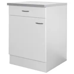 Küchenunterschrank 60/85/60 cm in Weiß, Hellgrau
