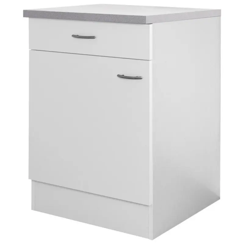 Küchenunterschrank 60/85/60 cm in Weiß, Hellgrau