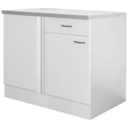 Eckunterschrank 110/85/60 cm in Wei&szlig;, Hellgrau