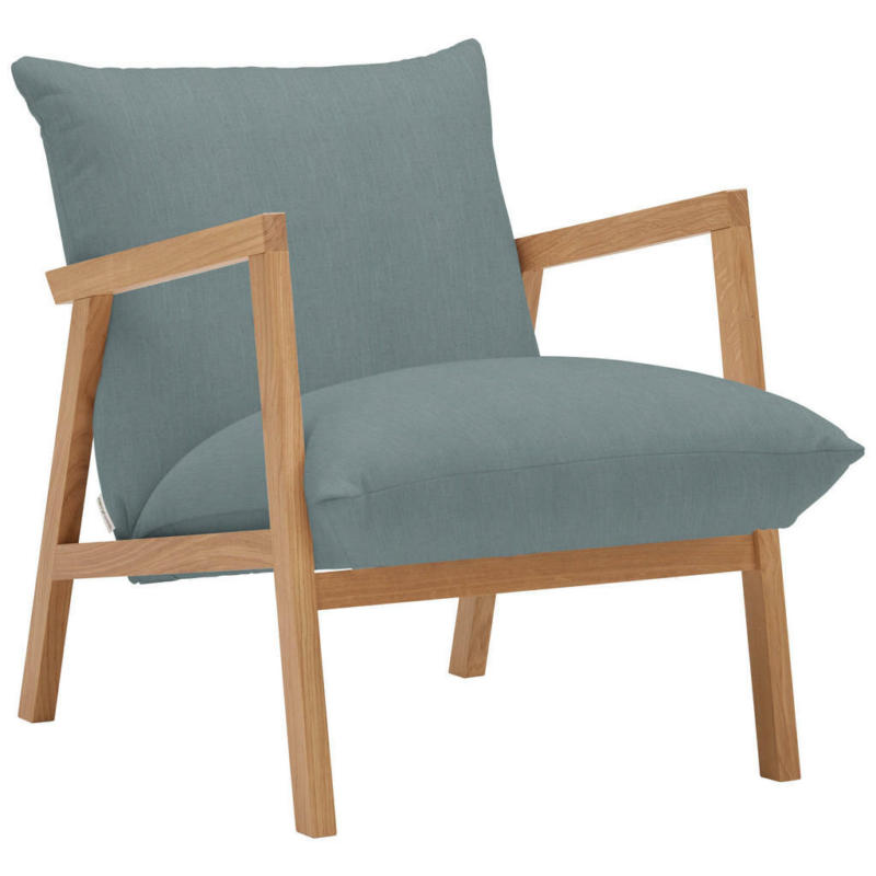 Sessel in Webstoff Blau, Grau