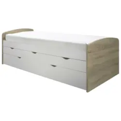 Ausziehbett 90/200 cm in Weiß, Sonoma Eiche