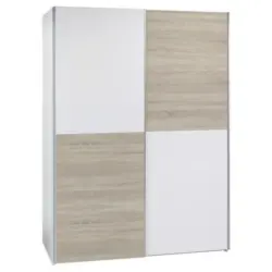 Schwebetürenschrank in Weiß, Eiche Bianco