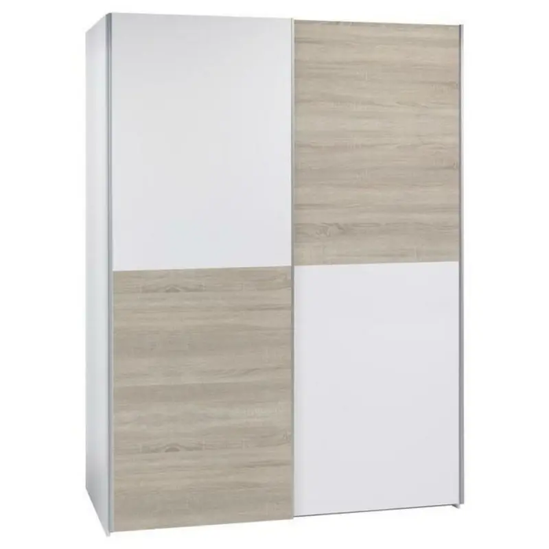 Schwebetürenschrank in Weiß, Eiche Bianco