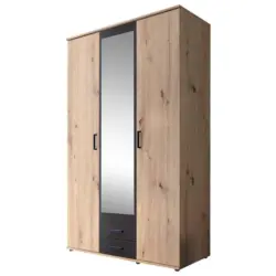 Drehtürenschrank in Anthrazit, Eichefarben