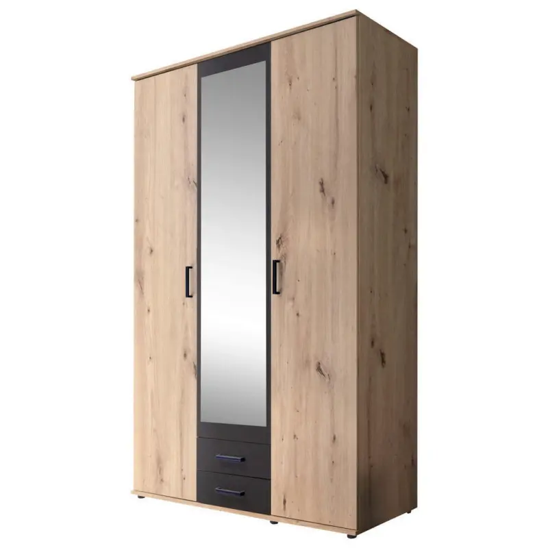 Drehtürenschrank in Anthrazit, Eichefarben