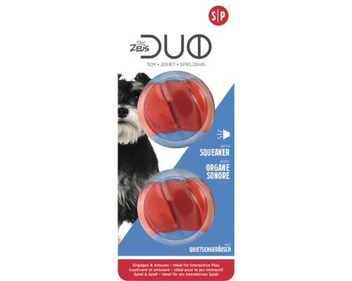 Hundespielzeug Zeus Duo Ball Quietscher 2 Stk. Gummi 5 cm rot/blau