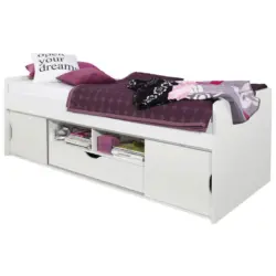 Stauraumbett 90/200 cm in Weiß