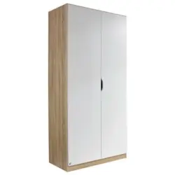 Drehtürenschrank in Weiß, Sonoma Eiche