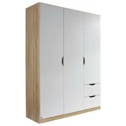 Drehtürenschrank in Weiß, Sonoma Eiche