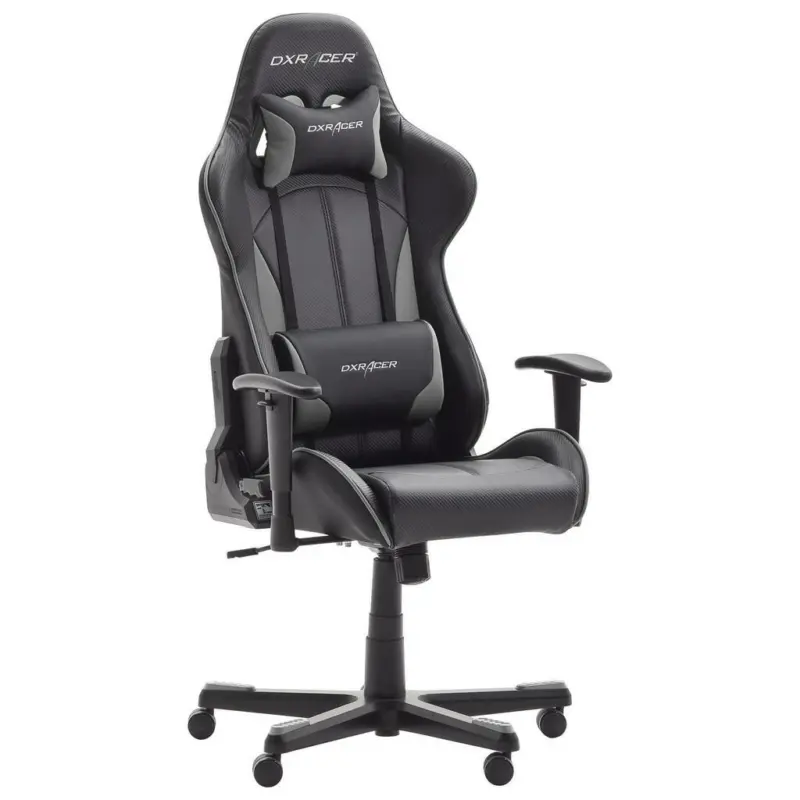 Gamingstuhl in Lederlook Grau, Schwarz