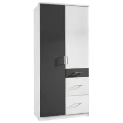 Drehtürenschrank in Graphitfarben, Weiß