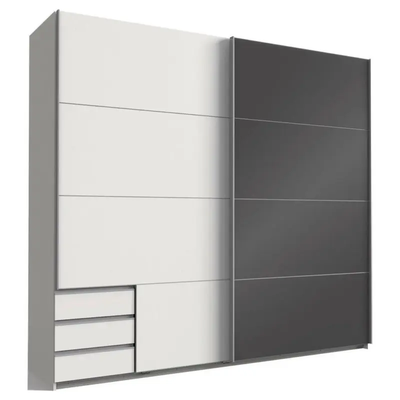 Schwebetürenschrank in Graphitfarben, Weiß