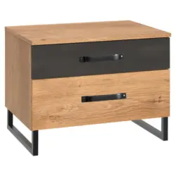 Nachtkästchen in Graphitfarben, Eichefarben