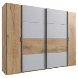 Kleiderschrank in Eichefarben, Hellgrau
