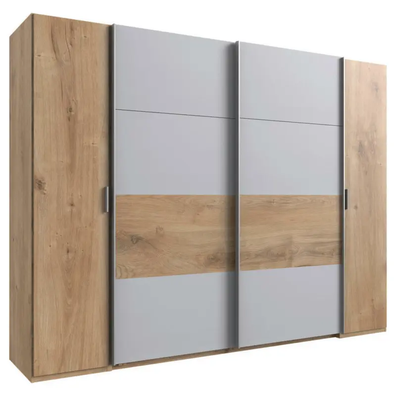 Kleiderschrank in Eichefarben, Hellgrau