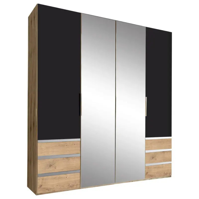 Drehtürenschrank in Graphitfarben, Eichefarben