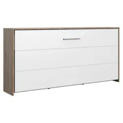 Schrankbett 90/200 cm Weiß, Eichefarben