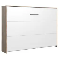 Schrankbett 140/200 cm Weiß, Eichefarben