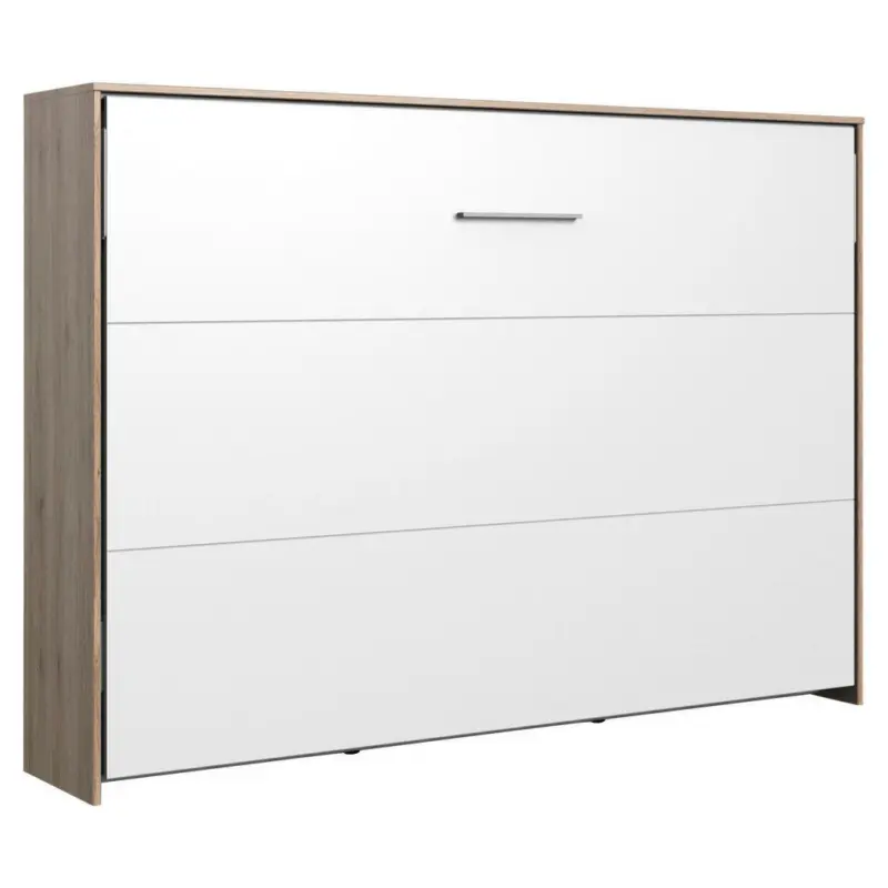 Schrankbett 140/200 cm Weiß, Eichefarben