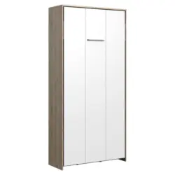 Schrankbett 90/200 cm Weiß, Eichefarben