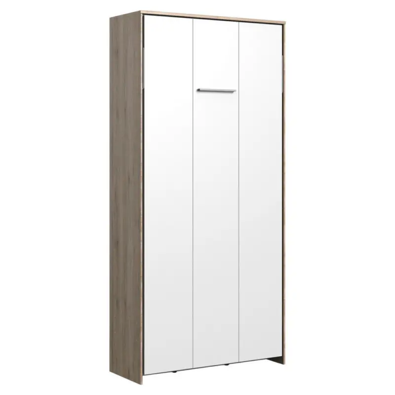 Schrankbett 90/200 cm Weiß, Eichefarben