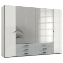 Drehtürenschrank in Weiß, Hellgrau