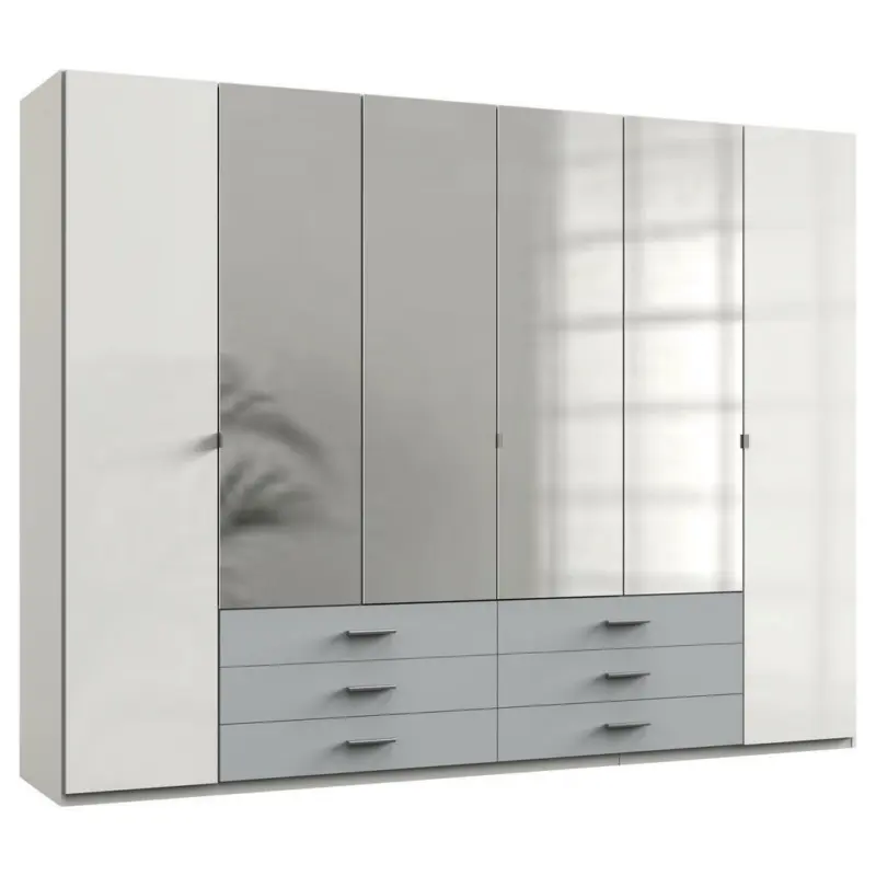 Drehtürenschrank in Weiß, Hellgrau