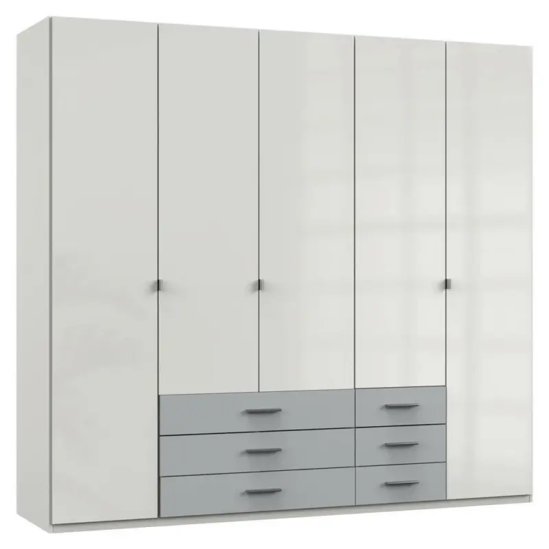 Drehtürenschrank in Weiß, Hellgrau