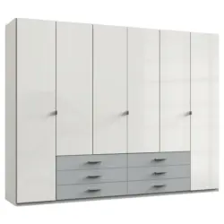 Drehtürenschrank in Weiß, Hellgrau