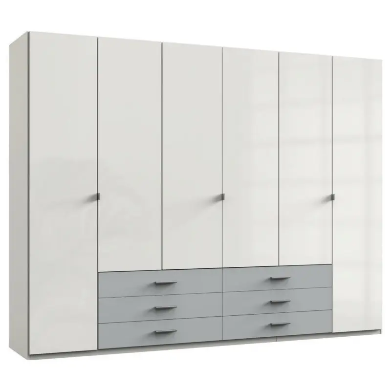 Drehtürenschrank in Weiß, Hellgrau