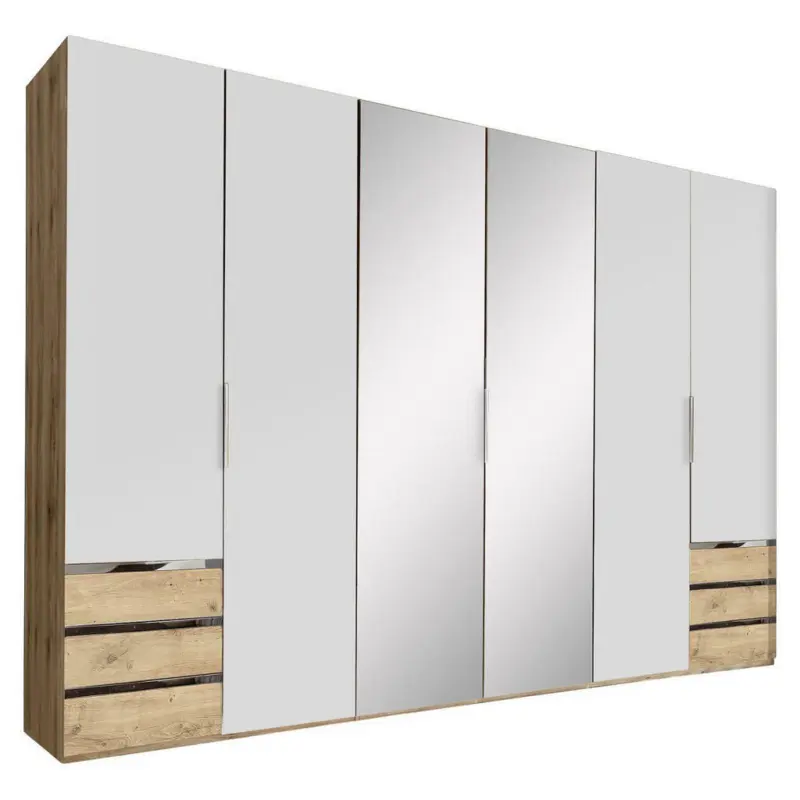 Drehtürenschrank in Weiß, Eichefarben