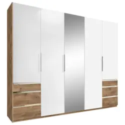 Dreht&uuml;renschrank in Wei&szlig;, Eichefarben