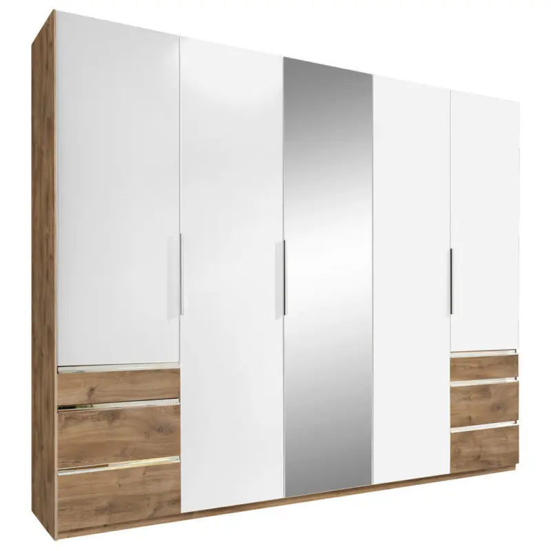 Dreht&uuml;renschrank in Wei&szlig;, Eichefarben